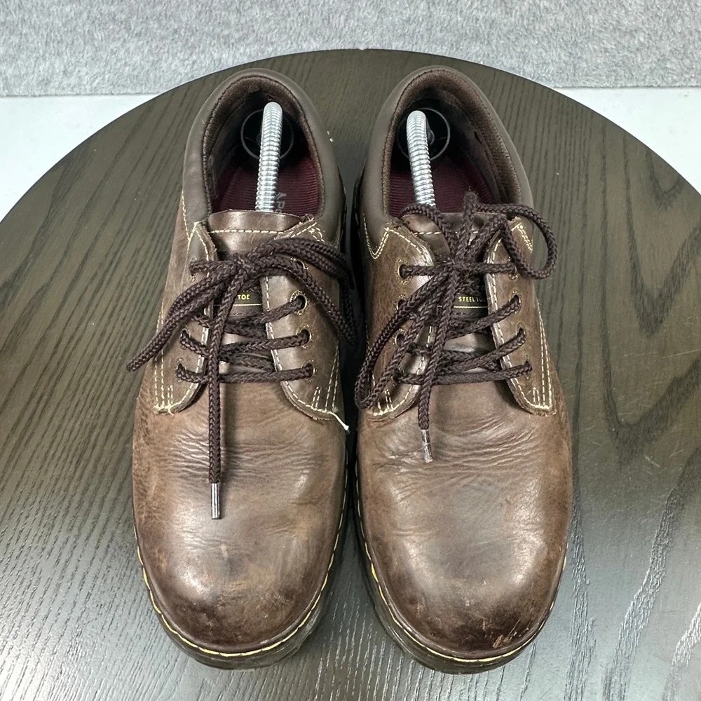 Dr. Martens Steel Toe Brown Leather Work Shoes Mens Size 11M Dark Brown Leather